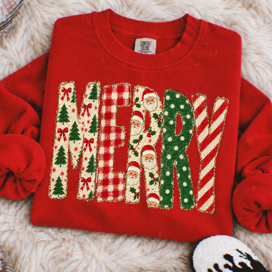 Merry (Red/Green) Full Color DTF Transfer