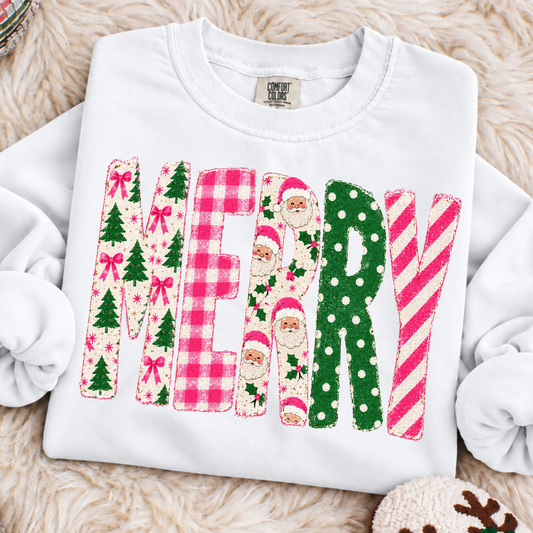 Merry (Pink/Green) Full Color DTF Transfer