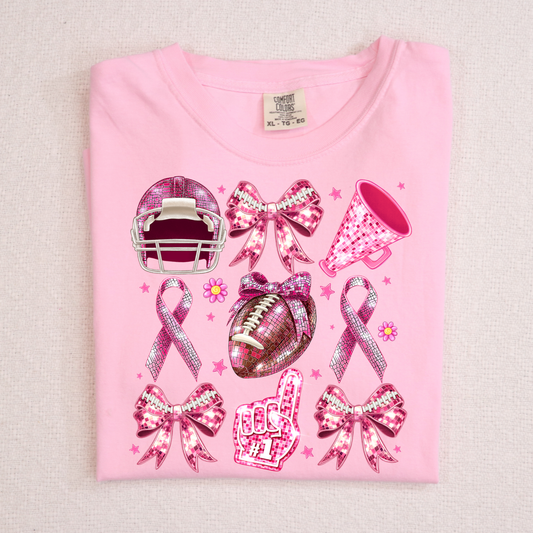 Football Icon Grid Breast Cancer Awareness Full Color DTF Transfer