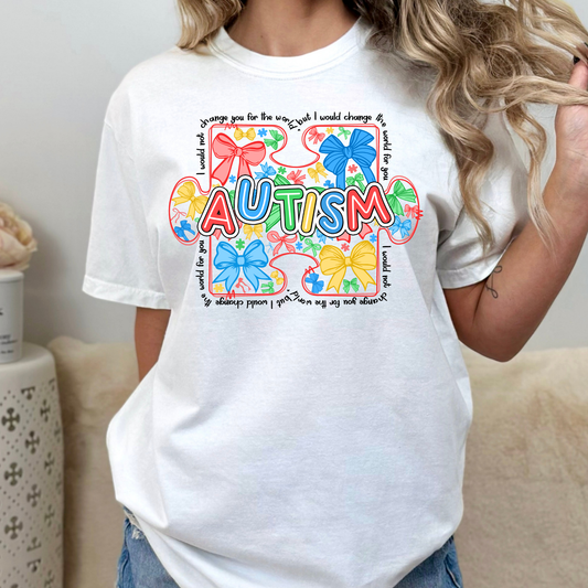 Autism Puzzle Piece w/Bows Full Color DTF Transfer