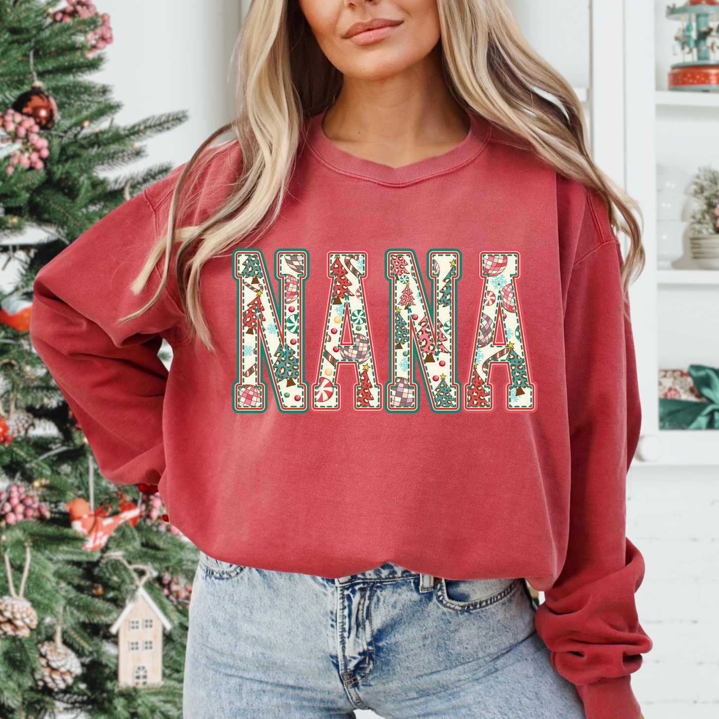 Nana (Christmas Pattern Fill) Full Color DTF Transfer