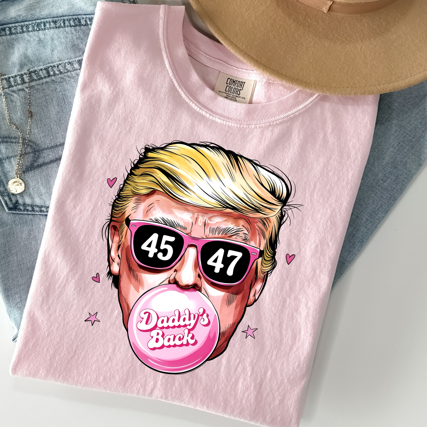 Daddys Back 45/47 Bubblegum Trump Full Color DTF Transfer