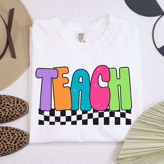 Teach (Multi Color) Checkered Border Full Color DTF Transfer