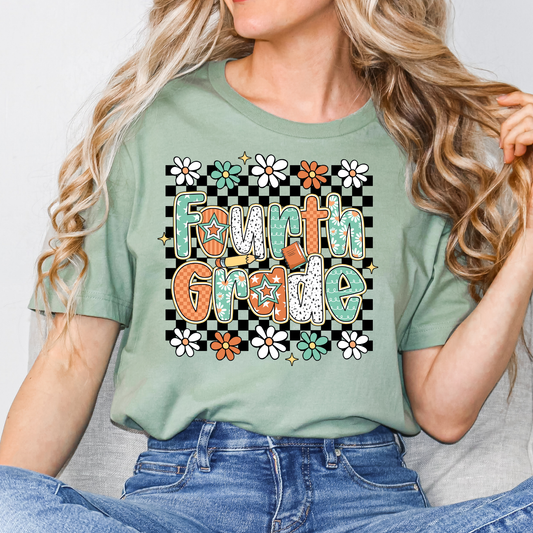 Floral Checkered Grade (MULTI GRADE OPTIONS) Full Color DTF Transfer