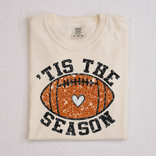 Tis The Season Football (Faux Glitter) Full Color DTF Transfer