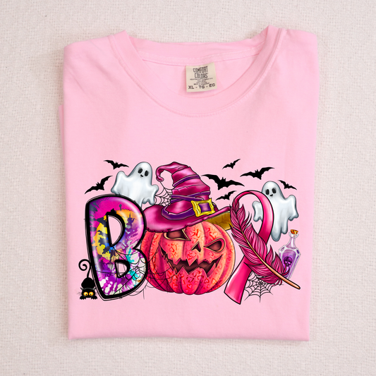 Boo Halloween Breast Cancer Awareness Full Color DTF Transfer