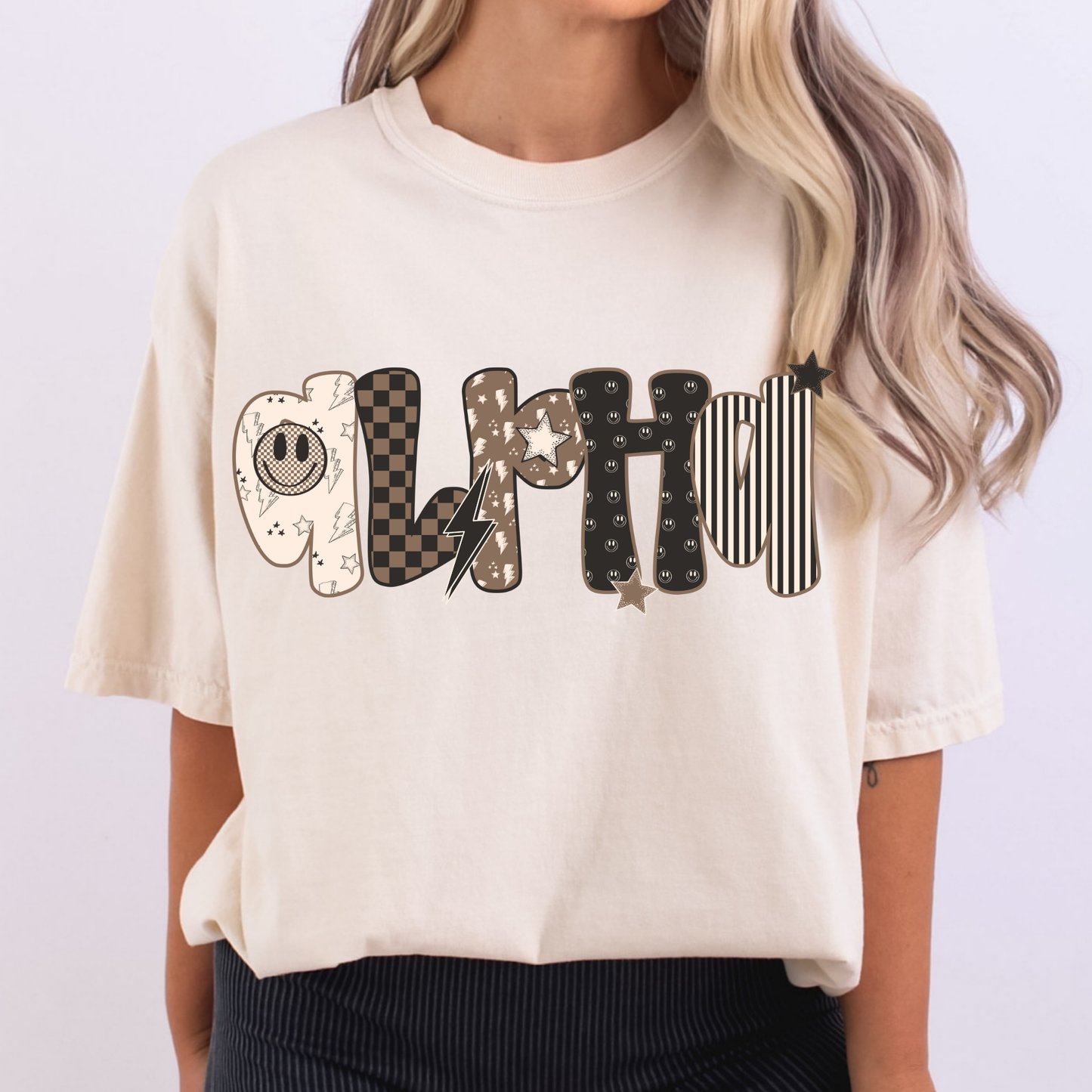 Brown Tone Retro Alpha Full Color DTF Transfer