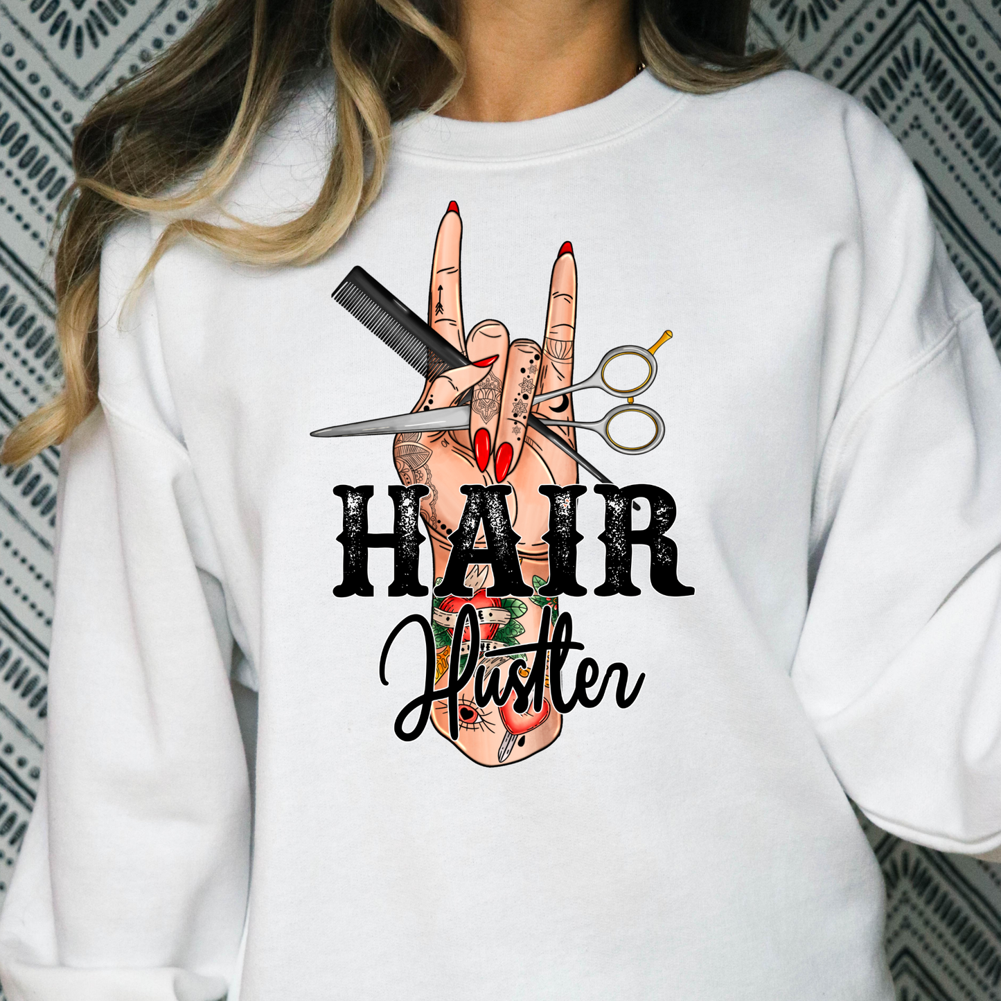 Hair Hustler (Hairstylist Tattoo Hand) Full Color DTF Transfer