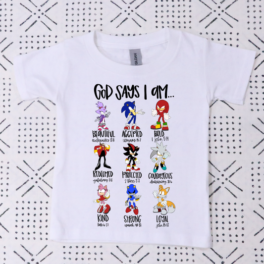 God Says I Am... Sonic Full Color DTF Transfer