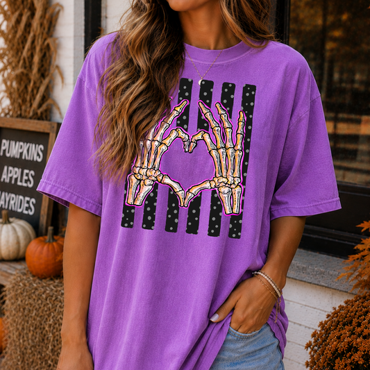 Skeleton Heart Hands Full Color DTF Transfer