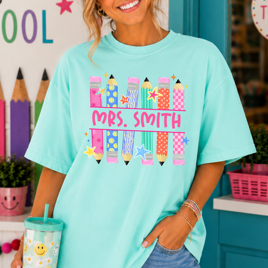 Personalized Colorful Pencils Full Color DTF Transfer