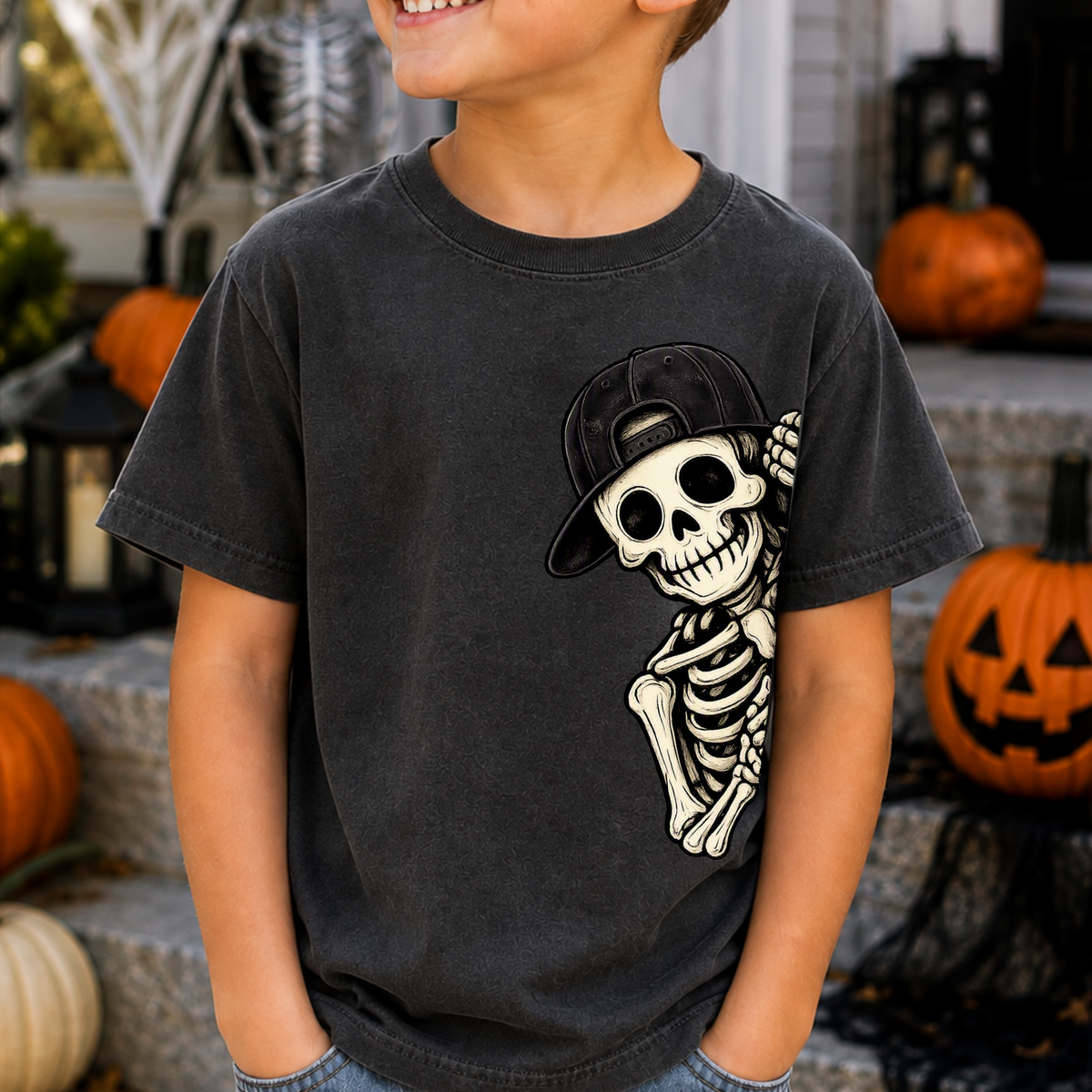 Peeking Skeleton Full Color DTF Transfer