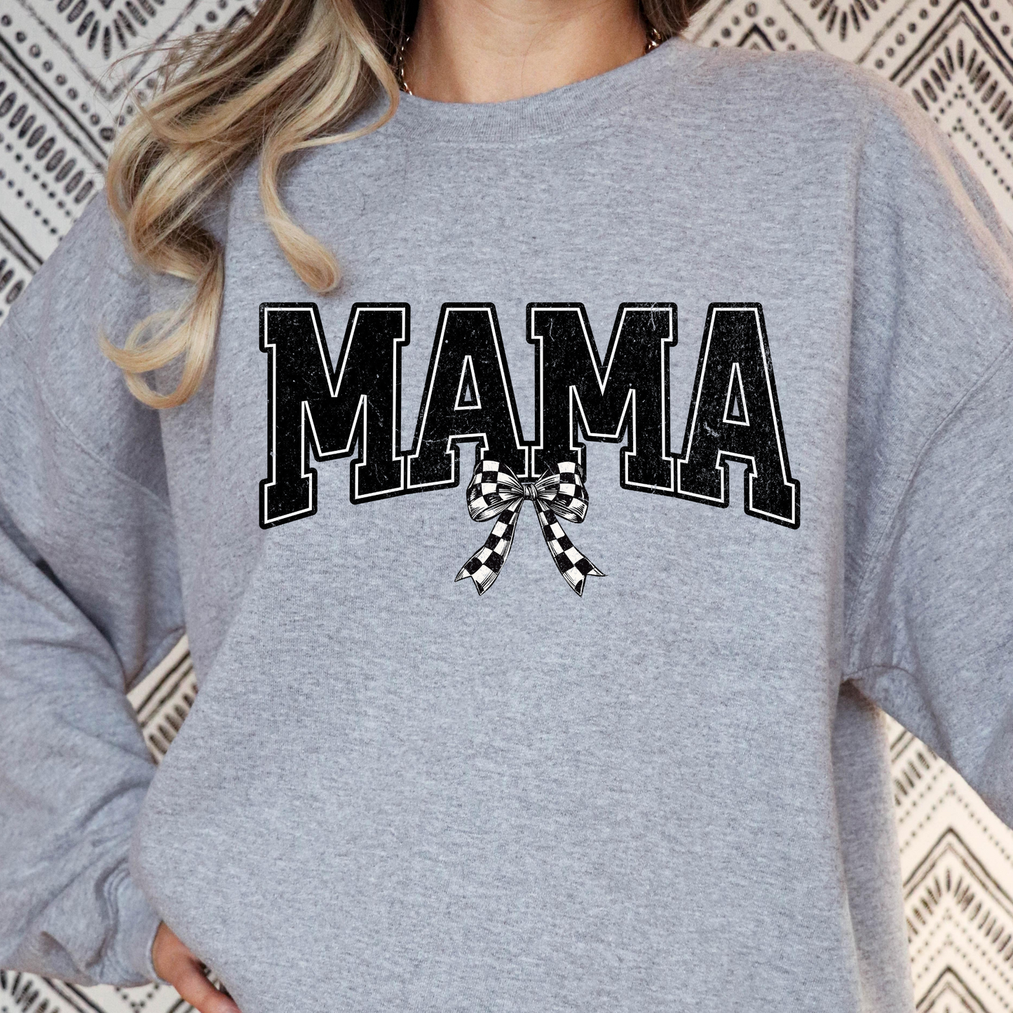 Mama (Checkered Bow) Full Color DTF Transfer