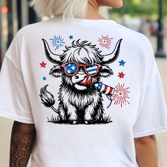 Heifer w/Firework In Mouth Full Color DTF Transfer