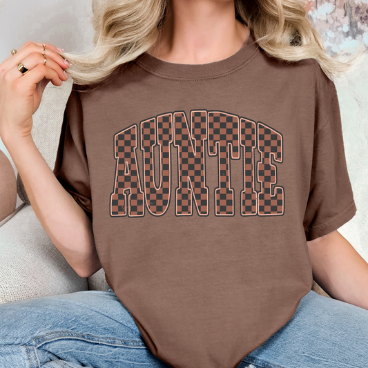 Auntie (Brown Checkered) Full Color DTF Transfer