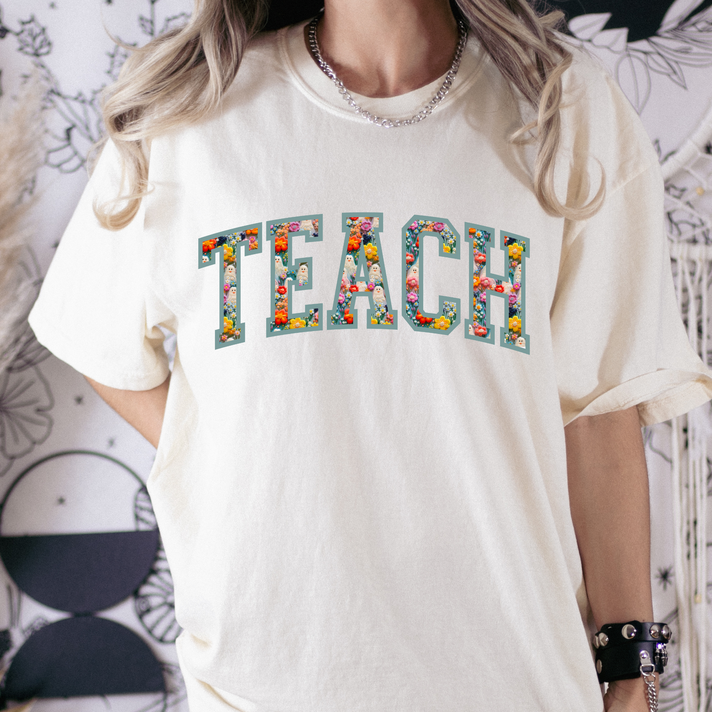 Teach (Floral w/Ghosts) Full Color DTF Transfer