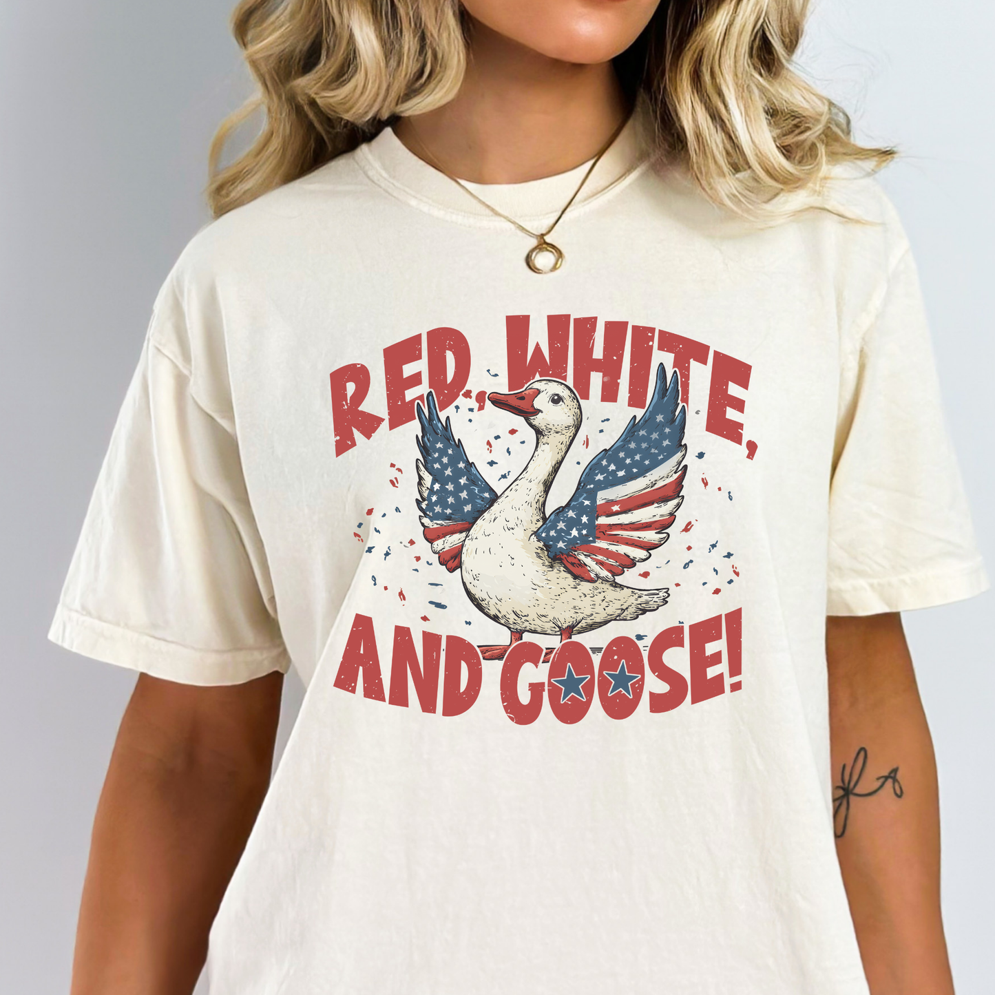 Red White and Goose Full Color DTF Transfer