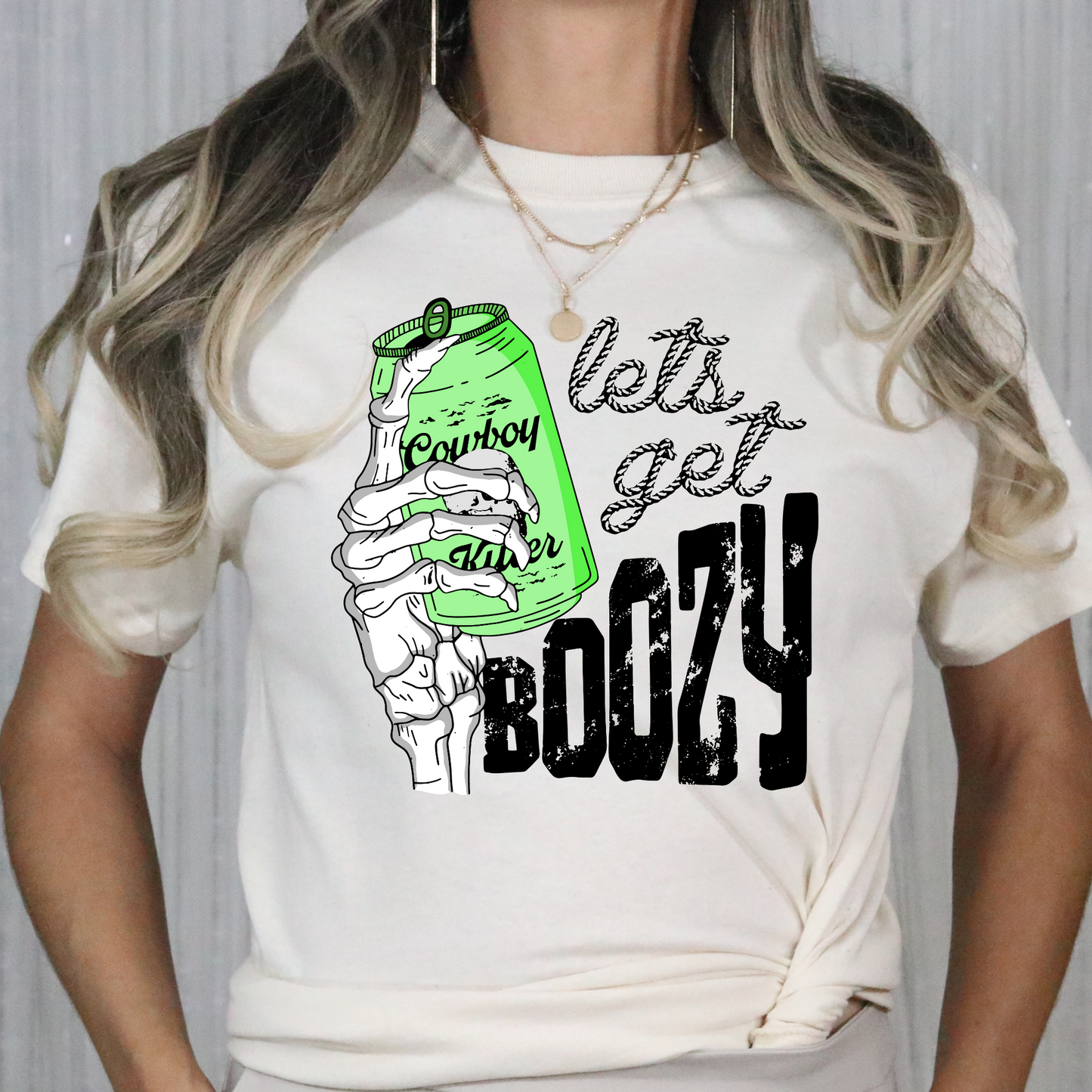 Lets Get Boozy (Green Cowboy Killer Beer) Full Color DTF Transfer