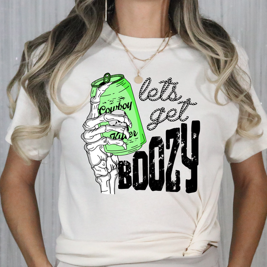 Lets Get Boozy (Green Cowboy Killer Beer) Full Color DTF Transfer