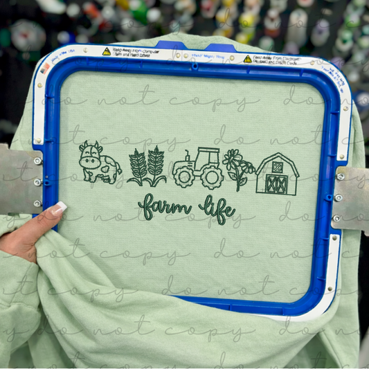 Farm Life (Line Art) Embroidered Sweatshirt/T-Shirt
