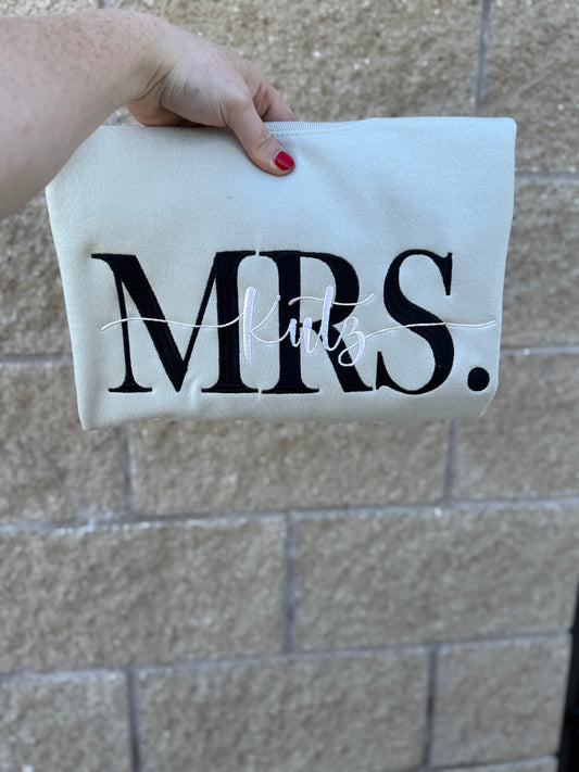 Wife Last Name Sweatshirt/T-Shirt (ANY SINGLE ONE LINE WORD)
