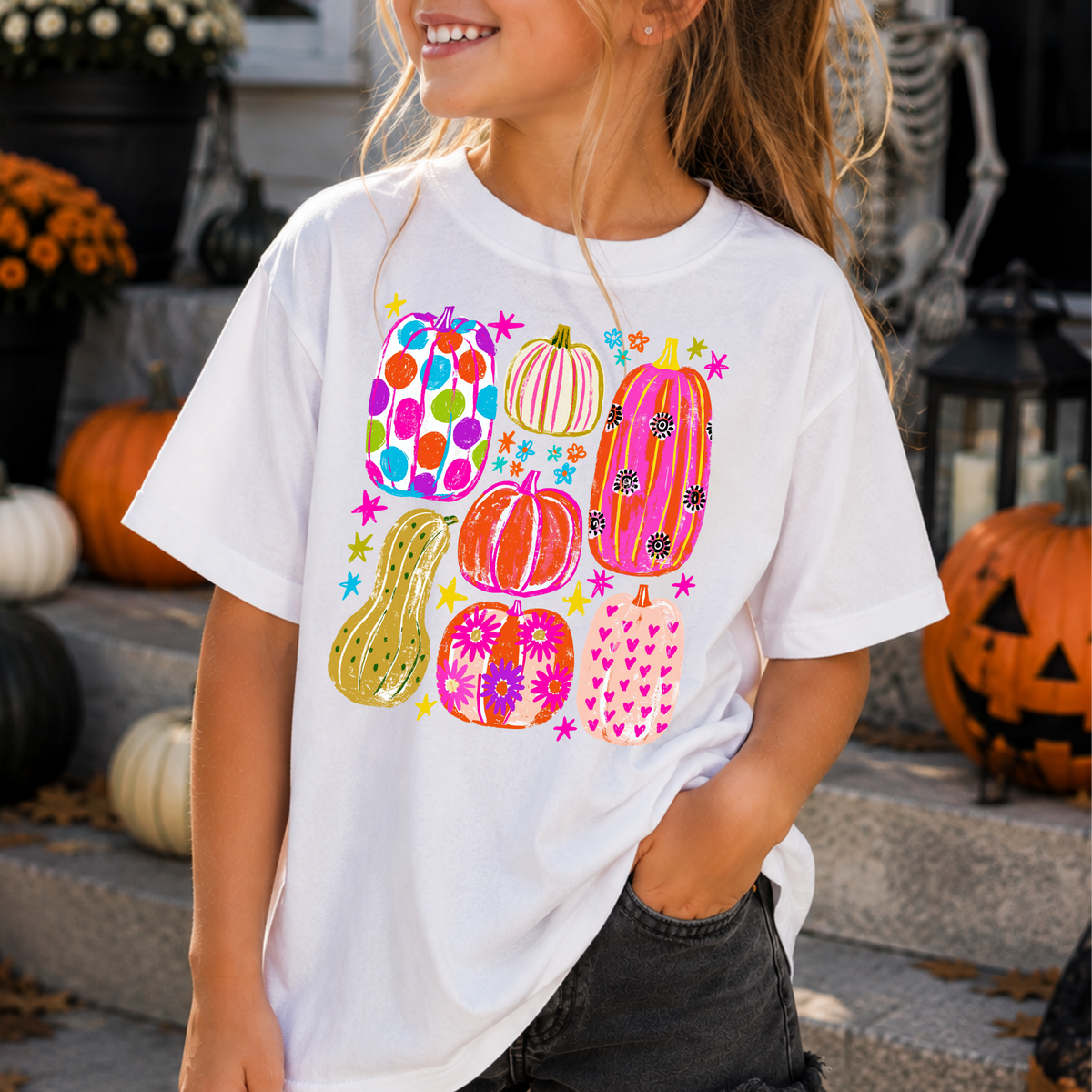 Colorful Preppy Pumpkins Full Color DTF Transfer