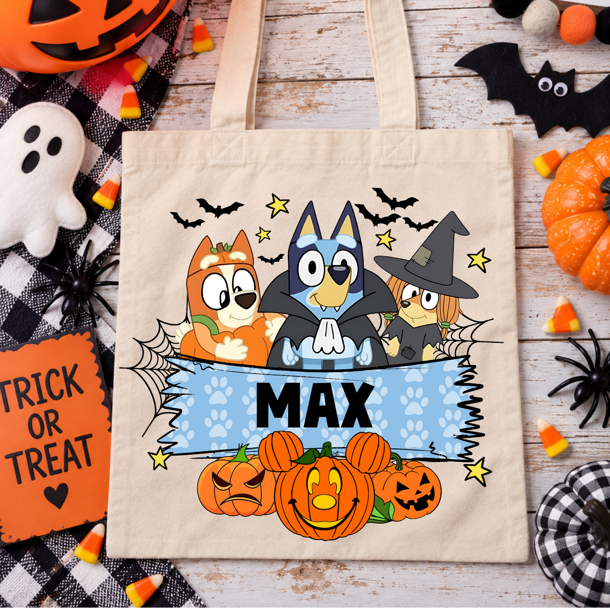 Personalized Bluey Trick or Treat Bag
