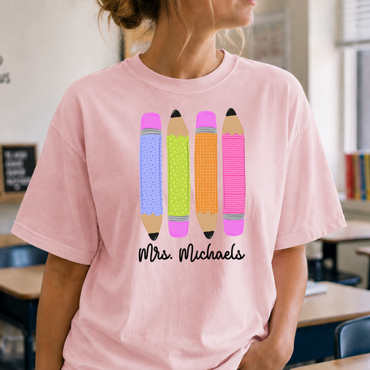 Personalized Colorful Pencils Full Color DTF Transfer