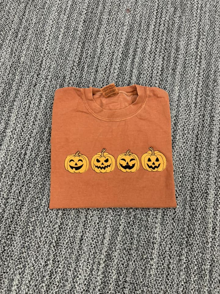 Pumpkin Faces Embroidered Sweatshirt/T-Shirt