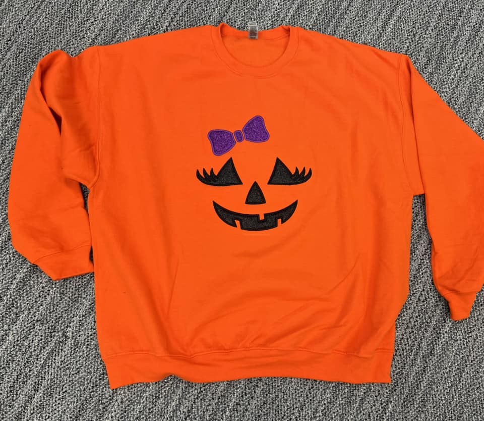 Pumpkin Face (Boy/Girl) Appliqué Embroidered Sweatshirt/T-Shirt