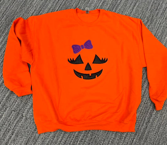 Pumpkin Face (Boy/Girl) Appliqué Embroidered Sweatshirt/T-Shirt