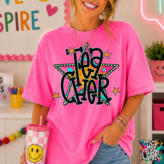 Teacher (Colorful Star) Full Color DTF Transfer