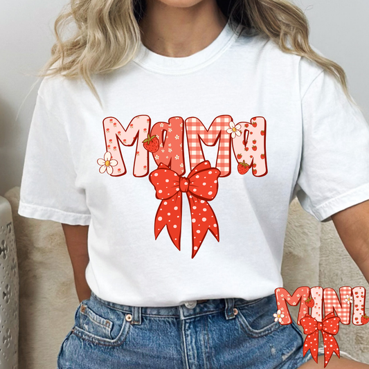 Mama - Mini (Strawberry w/Bow) Full Color DTF Transfer