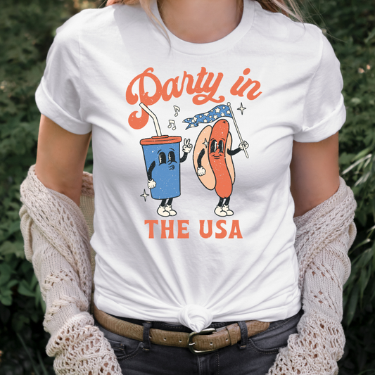 Party In The USA (Hotdog & Drink) Full Color DTF Transfer