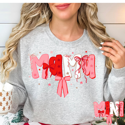 Mama Red/Pink Bows (Mini Option) Full Color DTF Transfer