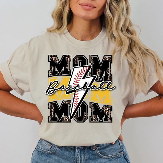 Baseball Mom (Leopard/Yellow) Full Color DTF Transfer