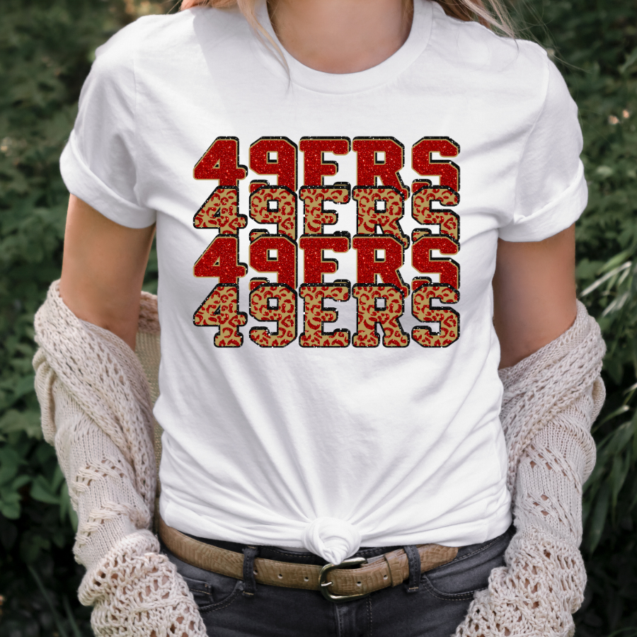 49ers Repeat Glitter San Francisco Football Full Color DTF Transfer