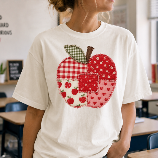 Patchwork Apple Full Color DTF Transfer