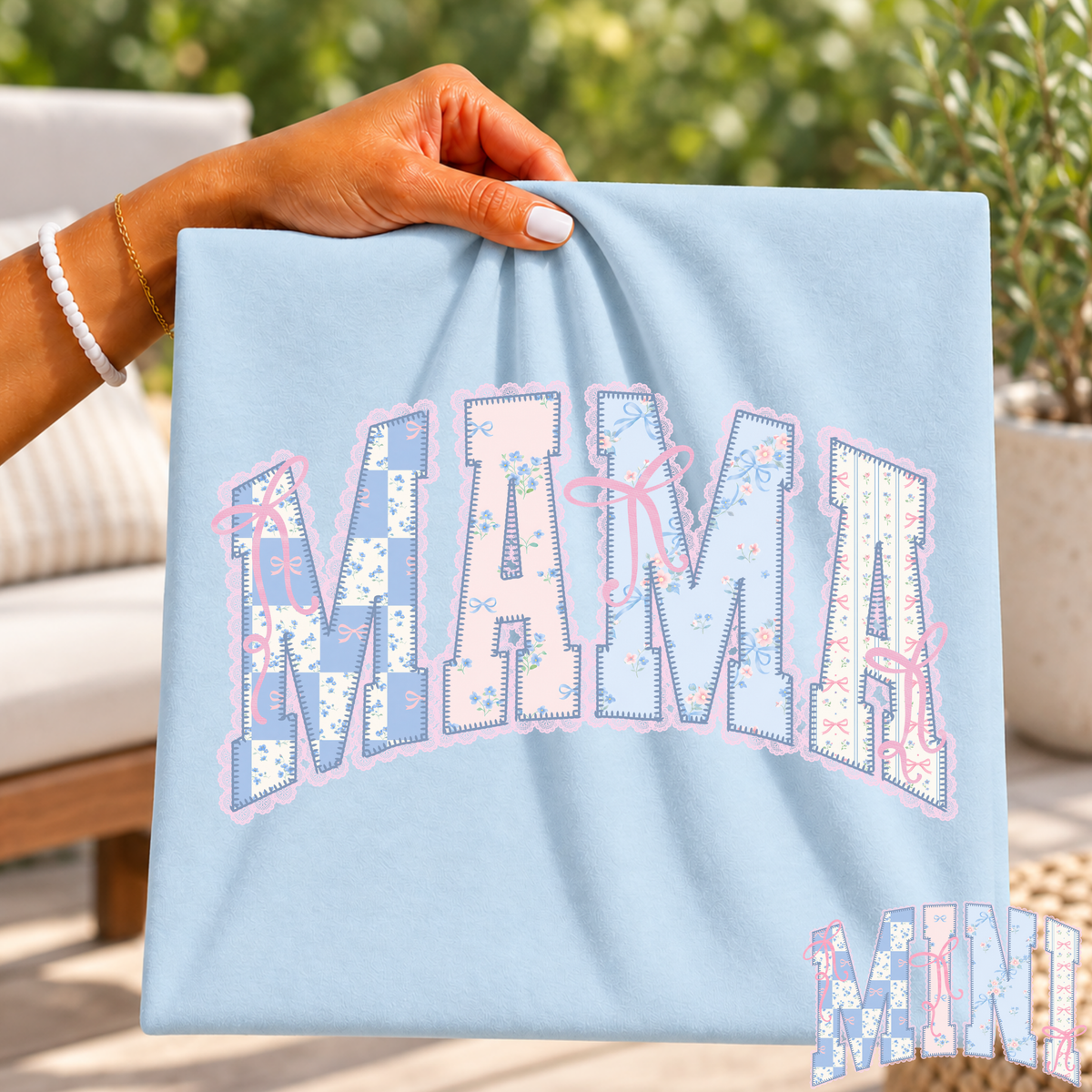 Mama Coquette Blue/Pink (Mini Option) Full Color DTF Transfer