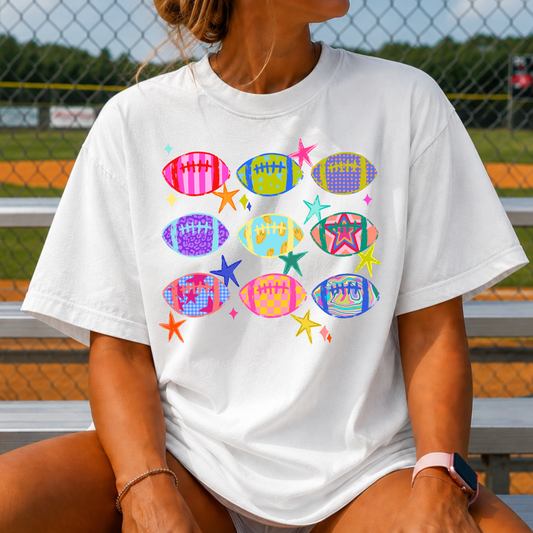 Colorful Football Collage Full Color DTF Transfer