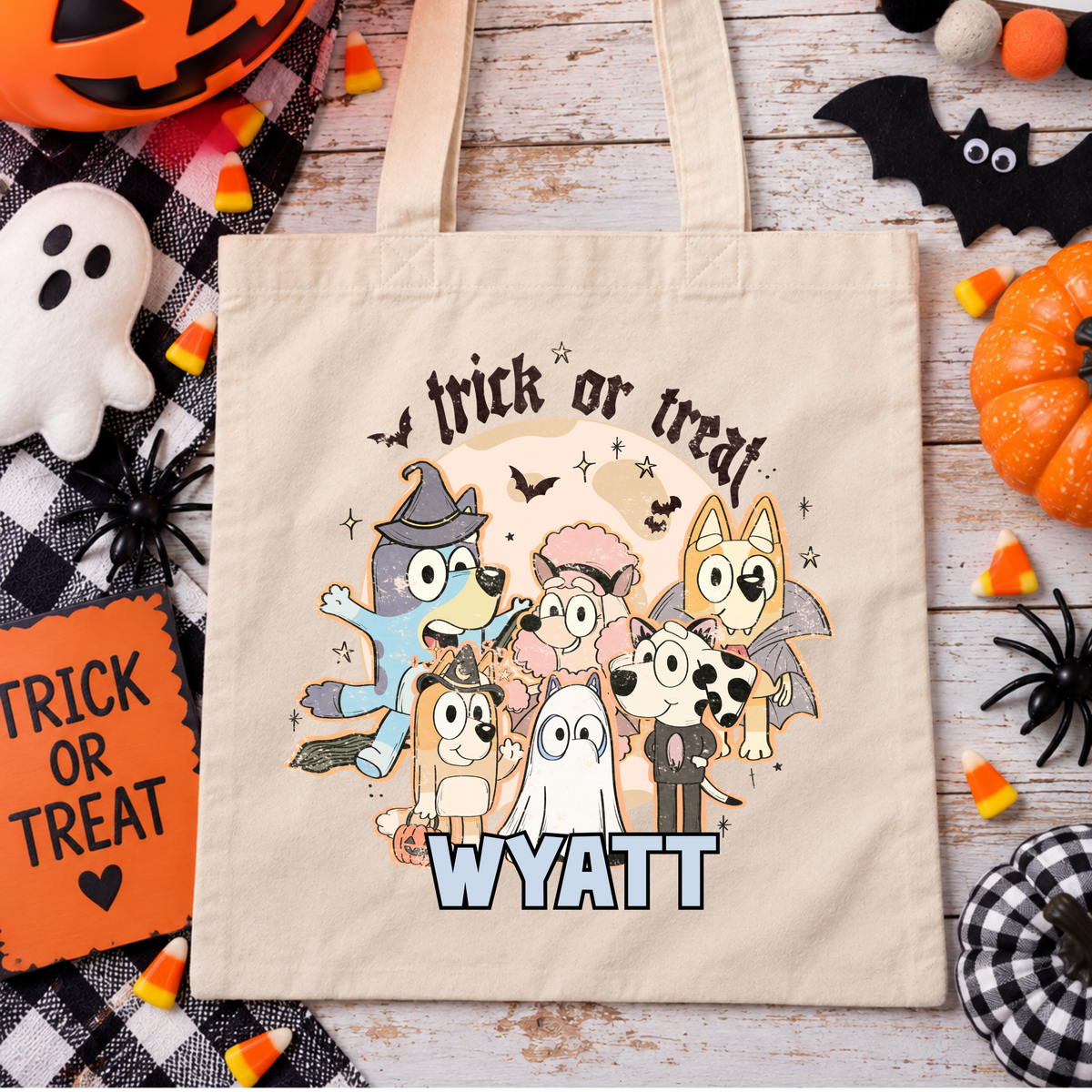 Personalized Bluey Halloween Trick or Treat Bag
