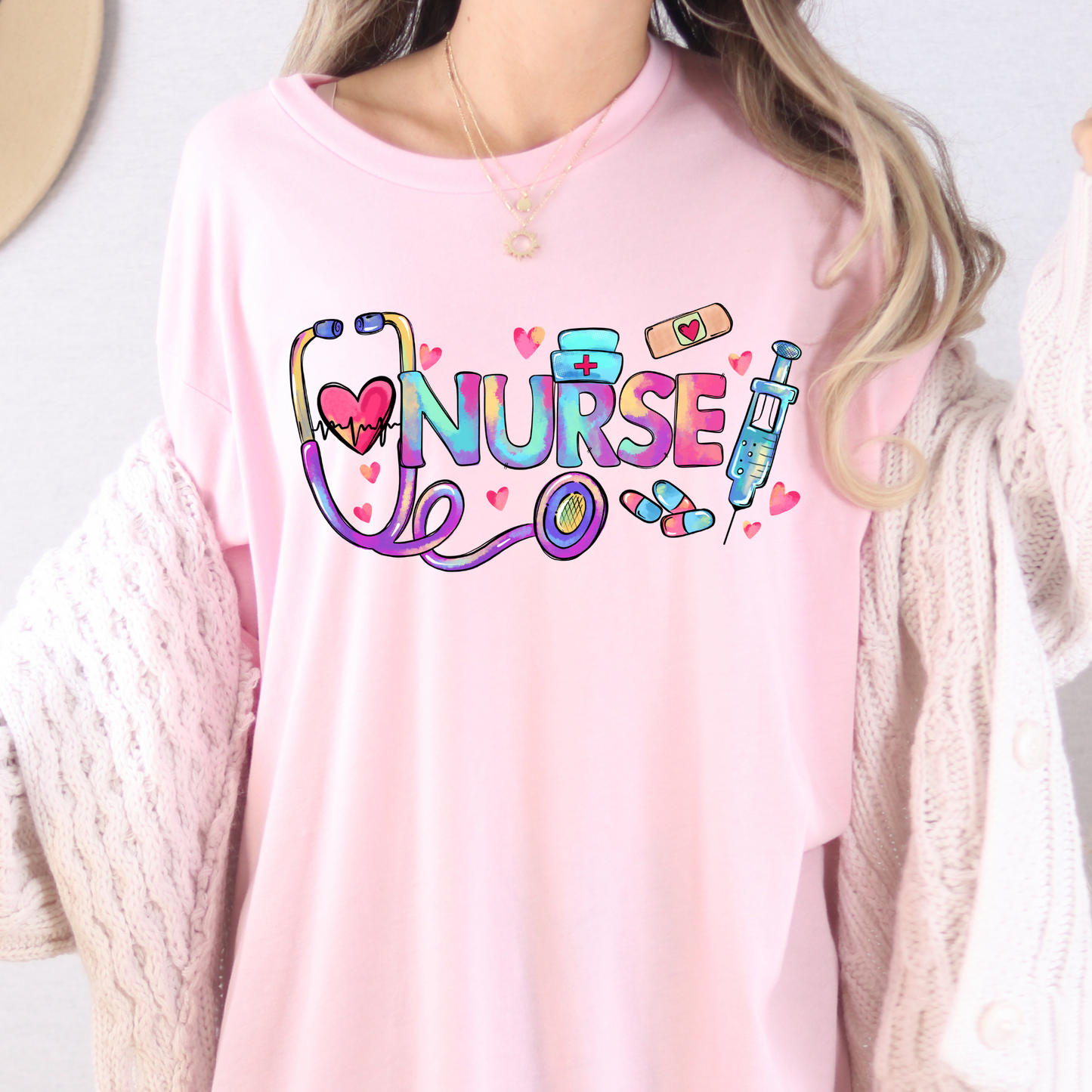 Nurse (Colorful w/Stethoscope and Syringe) Full Color DTF Transfer