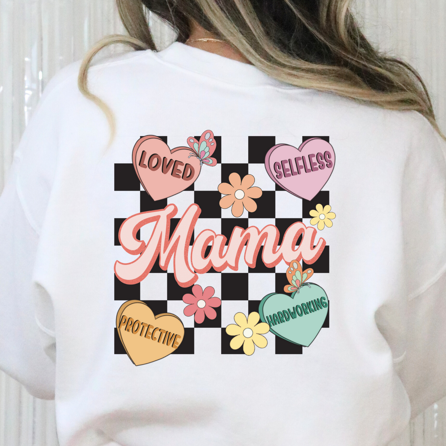 Mama (Checkered w/Candy Hearts) Full Color DTF Transfer