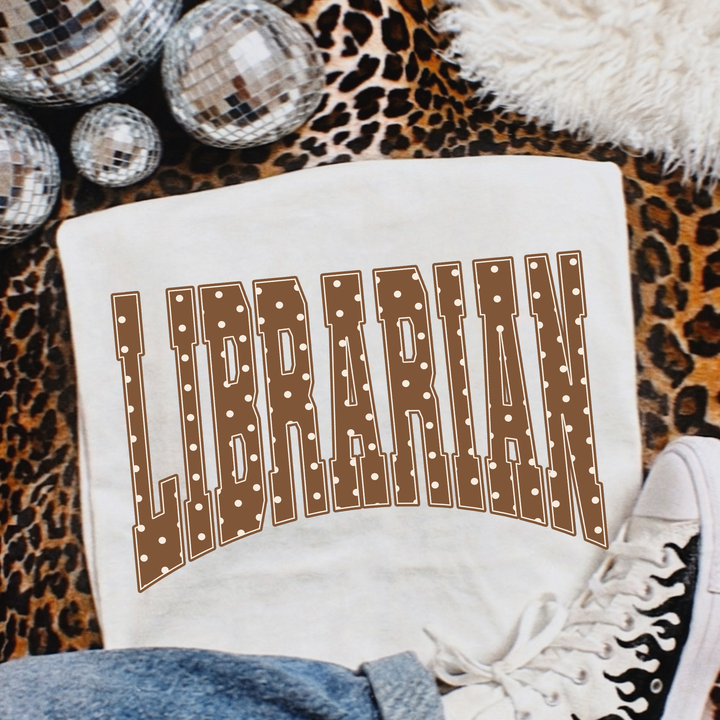 Teacher Brown Polka Dot (Sped - Para - Counselor - Librarian Options) Full Color DTF Transfer