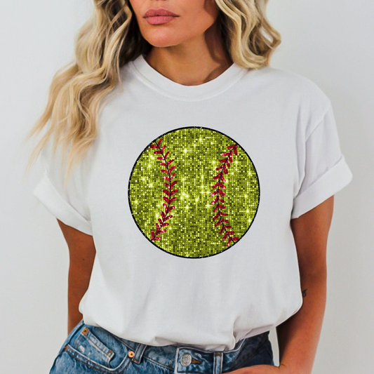 Softball (Faux Sequins) Full Color DTF Transfer