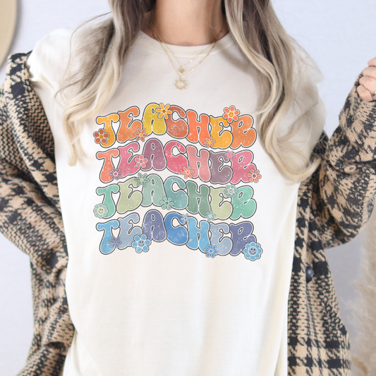 Rainbow Repeat Teacher Full Color DTF Transfer