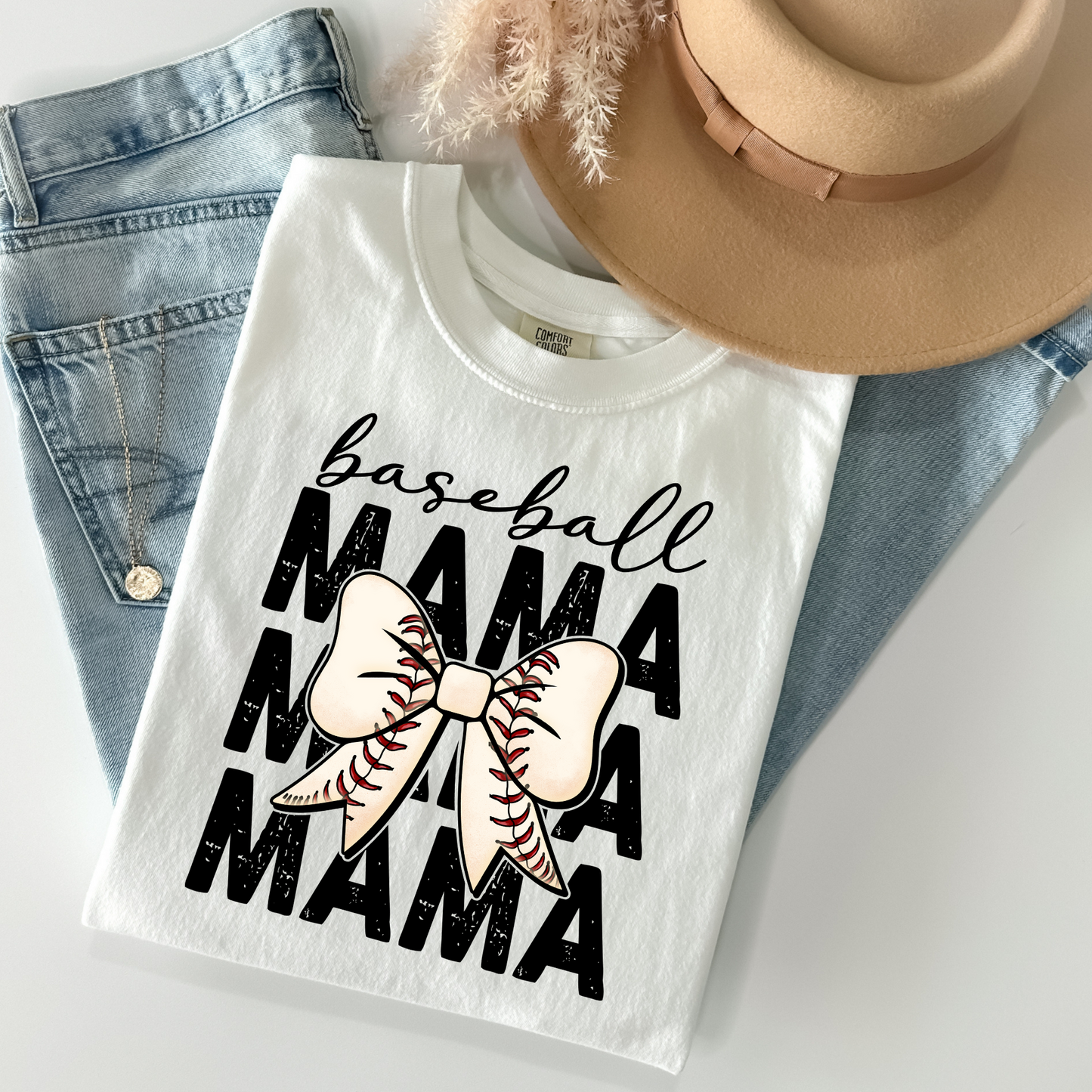 Baseball Mama Bow Full Color DTF Transfer