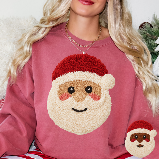 Santa Face (faux Sherpa) Full Color DTF Transfer