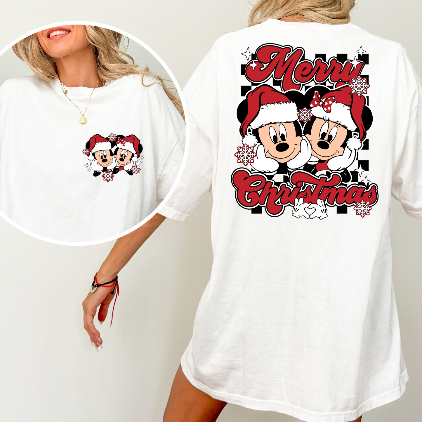 Merry Christmas (Mickey/Minnie) Santa Head Full Color DTF Transfer