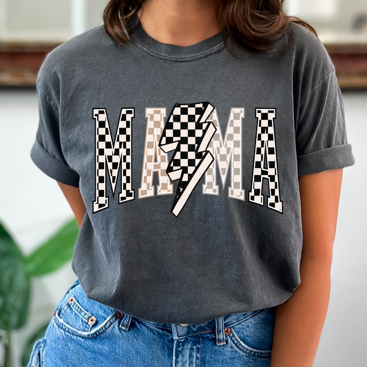 Checkered Mama (Black/Browns) Full Color DTF Transfer